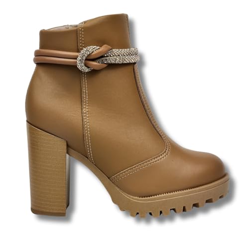 Bota Feminina Moleca Cano Curto Tratorada Salto Alto Comfy - Bege Silver Rosado - 37