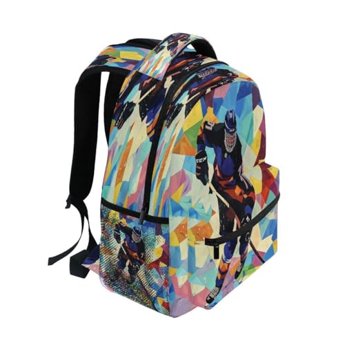 ALAZA Ice Hockey Player Abstract Backpack Daypack School Bag Travel Shoulder Bag for Students Boys Girls2