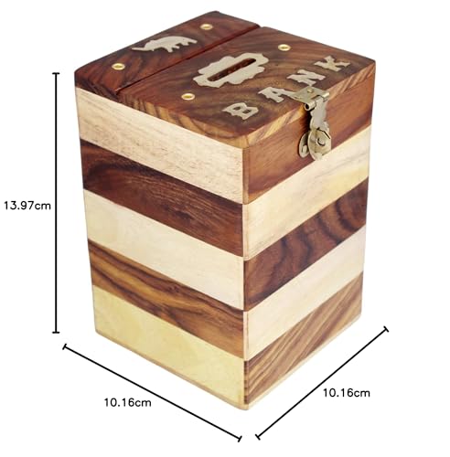 Image of ITOS365 Handmade Wooden Piggy Bank - Money Bank - Coin Box - Money Box - Gift Items for Kids