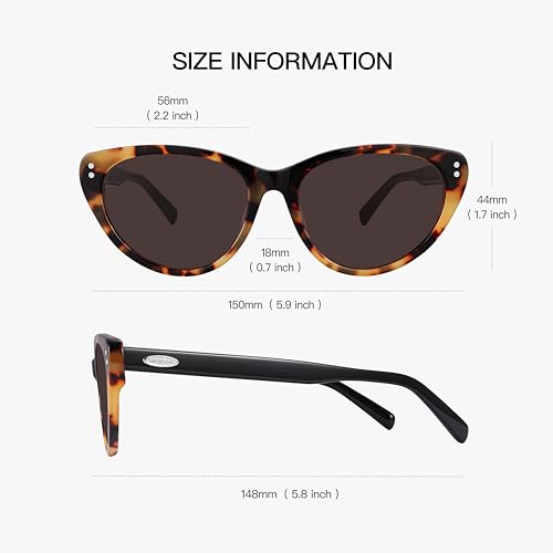 Image of Vintage Cat Eye Sunglasses Trendy Acetate ShadesUV400, Exclusive Brand of EssilorLuxottica