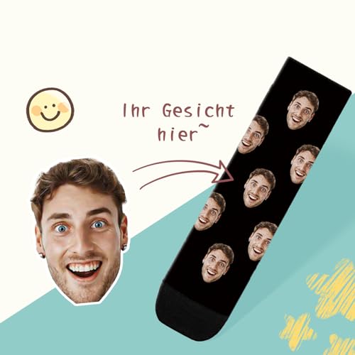 ALBK Personalisierte Socken mit Foto und Gesicht - Individuelle Bilder für Unisex, Damen, Herren - Lustige Weihnachten Geburtstagsgeschenk