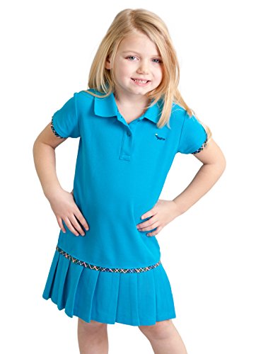 Dakomoda Toddler Girls' Teal Blue Pleated Polo Dress - 100% Pima Cotton Tennis Dress 6 #TOP2