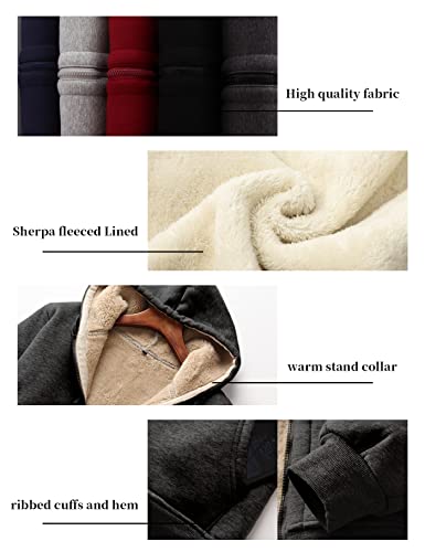 Rxozrxoz Women's Sherpa Lined Hoodie Fleece Winter Warm Zip Up Hooded Sweatshirt Jacket Casual With Pockets(Darkgrey-L) #TOP3