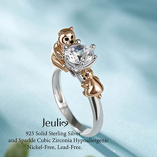 Jeulia Hug Me Animal Round Cut Sterling Silver Ring for Women Mother Band ring for Wife Daughter Mom Engagement Wedding Anniversary Christmas Mother's Day with Jewelry Box3