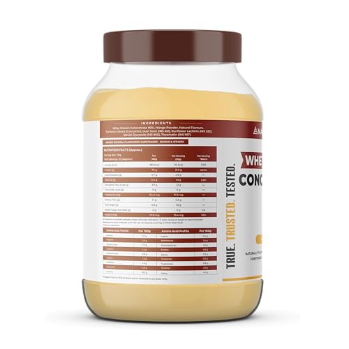 NATURALTEIN Natural Whey Protein Concentrate Mango - 1 kg (Naturally flavored, Non GMO, No Artificial Sweeteners)