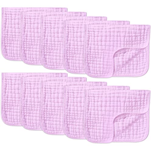Image of Yoofoss Muslin Burp Cloths 10 Pack Baby Washcloths Large 20''X10'' 100% Cotton 6 Layers Super Soft and Absorbent - Pink