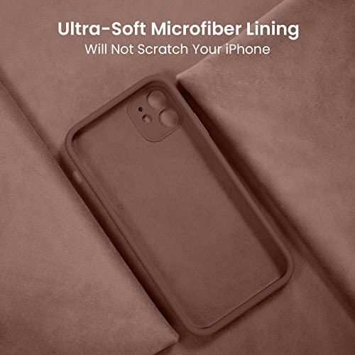 Firenova For Iphone 12 Case, Silicone Upgraded [Camera Protecion] Phone Case With Soft Anti-Scratch Microfiber Lining, 6.1 Inch, Light Brown #TOP4
