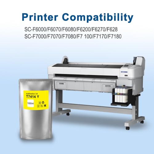 Oritdge T7414 Dye Sublimation Tinte Gelb 1000-ml für Sele Drucker T7411 T7412 T7413 T7414 T741X Kompatibel mit Surecolor F6070 F6200 F6000 F7000 F6270 F7200 F7270 F9200