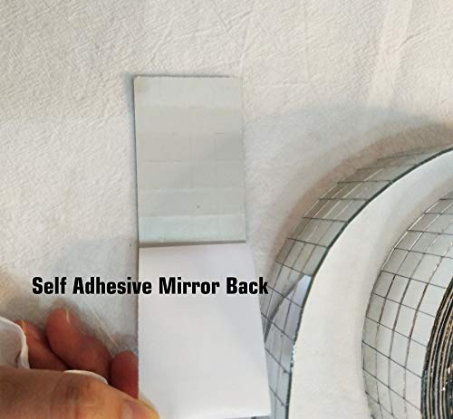 400Pcs Mini 0.4 X 0.4 Inch Mirror Squares Self-Adhesive ,Real Glass Mirror Roll,Decorative Mirror Sticker Sheet Diy Accessory Mirrors Mosaic Tiles (Mirror Silver, 1 Meter) #TOP1