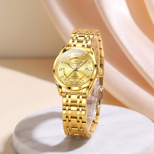 Image of OLEVS Womens Watches Classic Dress Quartz Female Wristwatch Ladies Stainless Steel Waterproof Luminous Date Easy Read Watch for Lady