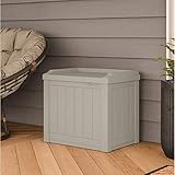 22 Gallon Small Deck Box with Storage Seat - Weather Resistant, Water Resistant, UV Protection Lightweight Plastic Resin Indoor/Outdoor Storage Container and Seat - Light Taupe By USA Treasure