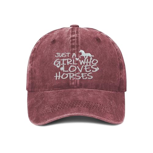 Image of Just Girl Who Loves Horse Hat Baseball Cap for Women Adjustable Trendy Hats Cotton