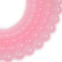 Vista 5 de JOE FOREMAN Cuentas redondas de piedra natural de jade rosa de 0.315 pulgadas para hacer joyas, cuentas de 15 pulgadas, piedras semipreciosas