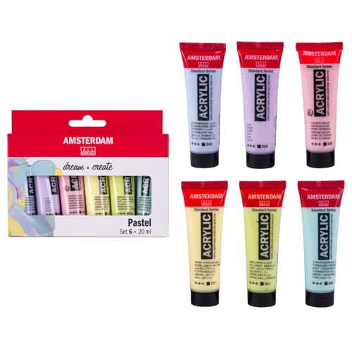Amsterdam Standard Series Acrylfarben Pastell Set 6 x 20 ml Satin-Finish Wasserbasiert Geruchlos Nachhaltige und Umweltfreundliche Verpackung
