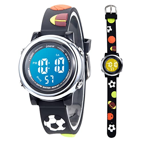 Mamiddle Reloj Deportivos Digital para Niño Niña Reloj Infantil Impermeable 3ATM con Alarma Fecha Cronómetro 7 Luces traseras LED (Bola Negra)