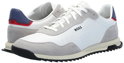 Image of BOSS Men's Zayn Low Profile Suede Leather Two Tone Sneaker