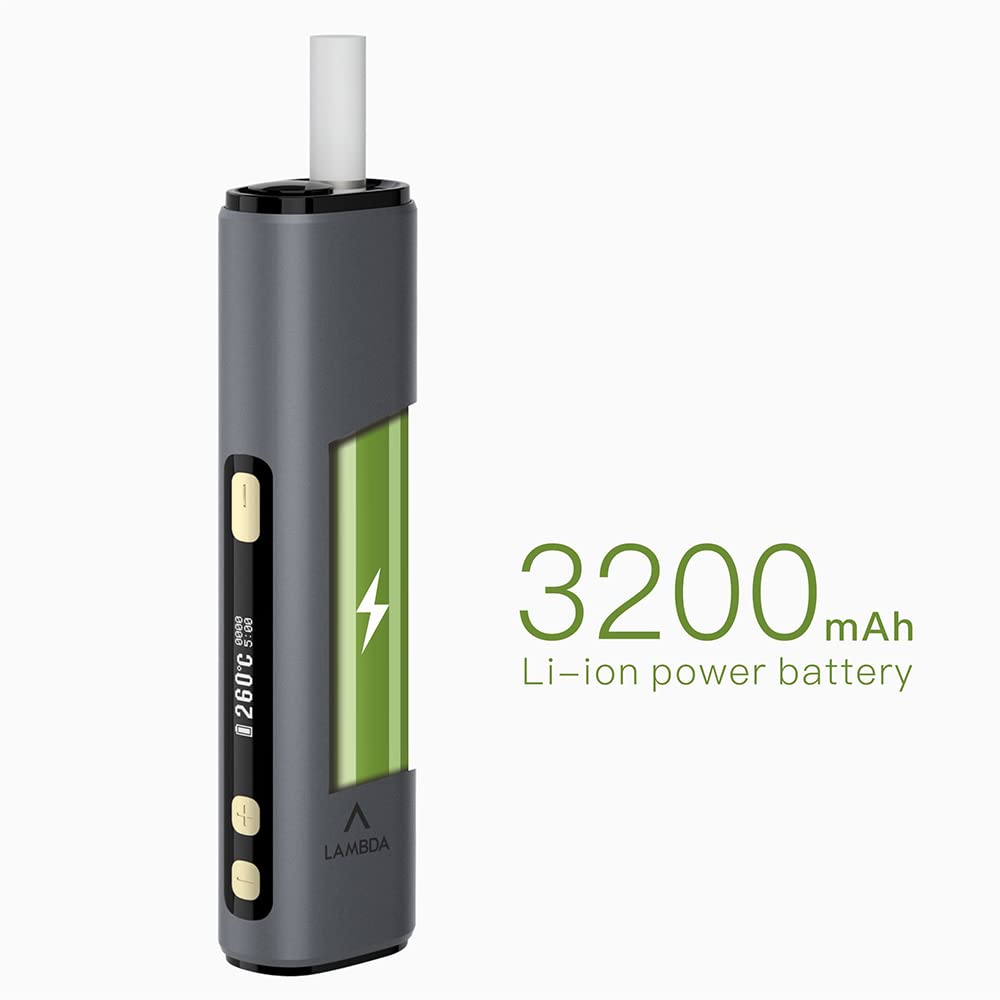 LAMBDA i8 HNB Heat-not-burn-Geräte, Berührungslose Elektromagnetische Induktionsheizung, OLED 3200mAh Einstellbare Heizzeit und Temperatur (dunkelgrau)