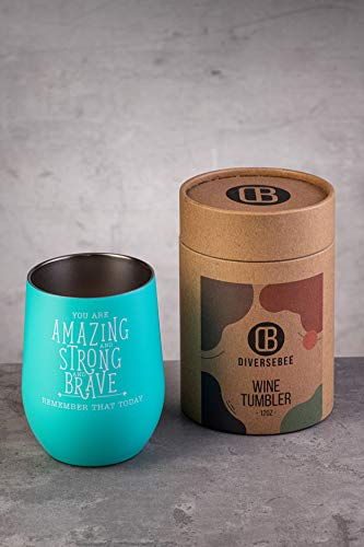 Diversebee Inspirational Thank You Gifts For Women, Mom, Girls, Wife, Girlfriend, Coworker, Nurses, Best Friend, Encouragement Birthday Wine Gifts For Her - Insulated Wine Tumbler Cup With Lid (Aqua) #TOP2