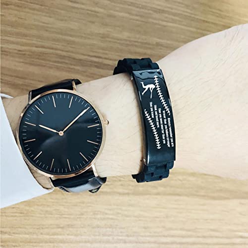 Vnox Inspiration Baseball Jersey For Men - Baseball Bracelet For Men Athletes Baseball Player Stainless Steel Sport Silicone Wristband,Adjustable #TOP3