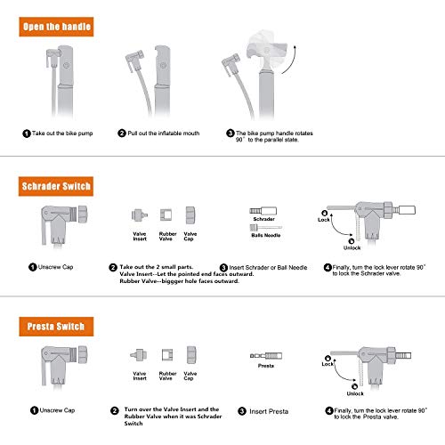 Malker Bike Pump,Compatible with Presta and Schrader Valve Portable Bicycle Pump,Aluminum Alloy Floor Bicycle Air Pump,Compact Mini Bicycle Tire Pump,Bonus Bike Patch Kit,Silver