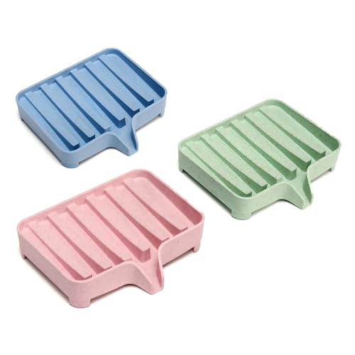 Fgail 3 jaboneras y bandeja para fregadero de baño con boquilla de drenaje, soporte de jabón y protector para ducha, baño, cocina, bañera, maquinilla de afeitar, esponjas, encimera