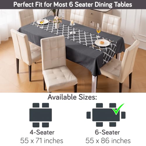 Image of HOKIPO Modern Grace Table Cloth for 6 Seater, 55x86 in, Grey Trellis