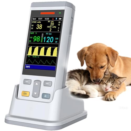 Oxymètre De Pouls Vétérinaire, Fonctions De Surveillance SPO2/pression Artérielle/température/fréquence Du Pouls, Moniteur De Signes Vitaux Portable, Avec Écran D'affichage De 3,5 Pouces, Pour Chat