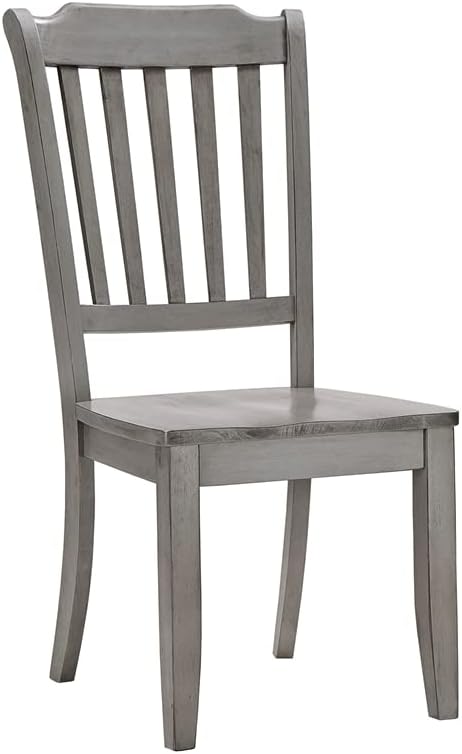 Miniatura 4 de Inspire Q Sillas de comedor de madera con respaldo de listones (juego de 2) en gris antiguo