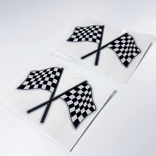 Autocollant drapeau à damier et croisé pour voiture et camion - Lot de 2