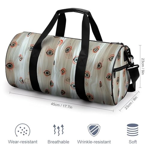Travel Duffle Bag Eyeball Style Image Weekender Bags for Women Large Capacity Travel Overnight Bags Foldable Carry On Tote Bags Lightweight Sport Gym Bag For Travel/Gift, 17.7in/9in/9in, white2