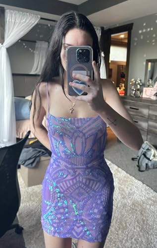 Wchecalino Sequin Homecoming Dresses Sparkly 2025 Tight Square Neck Short Formal Cocktail Party Mini Gowns4