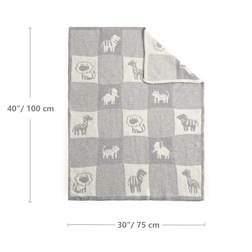 Image of CREVENT Soft Warm Chenille Blanket 30x40 Inches for Girls Boys Baby Essential Baby Shower Gift Animal Grey 75x100cm