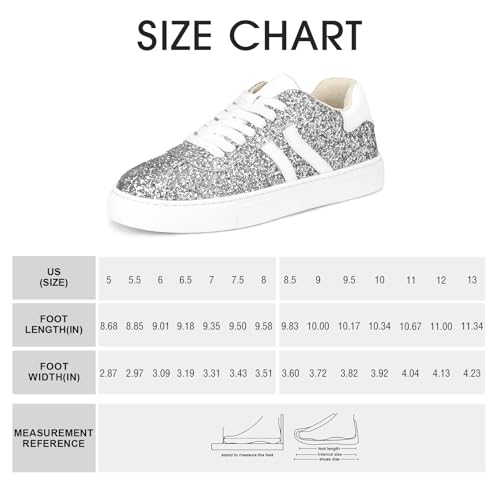 Image of Suokdil Sparkle Rhinestone Sneakers for Women - Bling Fashion Bedazzled Platform Tennis Shoes - White Glitter Sequin Wedding and Party Shoe