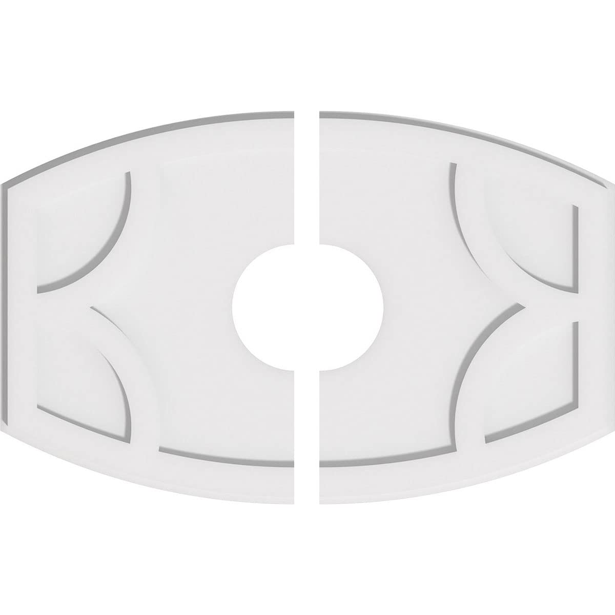 Ekena Millwork CMP28X18KY2-06000 Kailey Architectural Grade PVC Contemporary, Two Piece Urethane Ceiling Medallions 28"W x 18 5/8"H x 6"ID x 15"C x 1"P