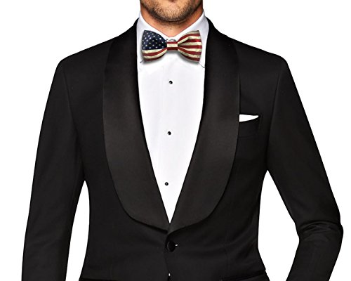 100% Satin Silk Mens Pre-Tied Bowtie Stars Stripes American Flag Solid Bow Ties (134) #TOP1