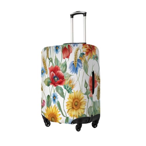 Sunflower Poppy Daisy Floral Stretchable Luggage Covers for Suitcase TSA Approved, Dust Proof and Scratch Resistant Travel Luggage Protector for Carry On (18-21 in)2
