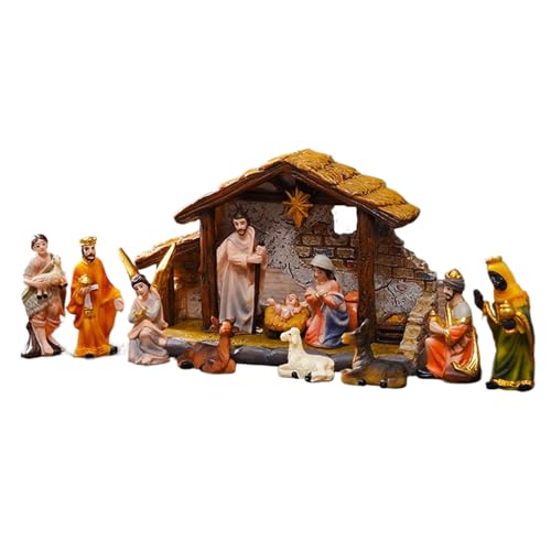 Genérico Nacimiento Navideño De 3.5 Cm De Altura,Estatuas De La Sagrada Familia - Figuras De Resina Artesanales para Mesa Hogar Familia Iglesia Interior Jardín Festivo