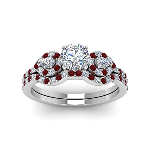 Ensemble d'anneaux de mariage en argent façonner rond - 2
