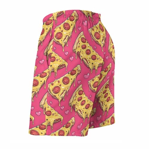 Pink Pizza Print Mens Swim Trunks, Quick Dry Swim Shorts with Mesh Lining Swimwear Bathing Suits4