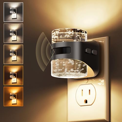 Image of L LOHAS LED Motion Sensor Night Light,5CCT Night Lights Plug into Wall | 2 Pack Color Temperature Change Night-Light,Acrylic Bubble Dimmable Nightlight with Dusk to Dawn Sensor for Bathroom Hallway
