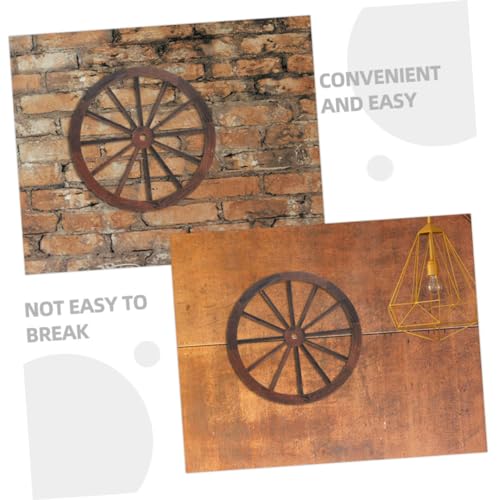 Decoración de rueda de madera vintage PRETYZOOM de 3 piezas para pared 4