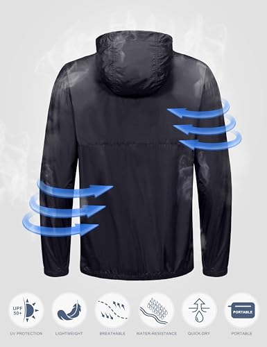 Image of Little Donkey Andy Mens Water-Repellent Windbreaker Packable, Ultra Light Quick-Dry Light Jacket Half Zip Pullover
