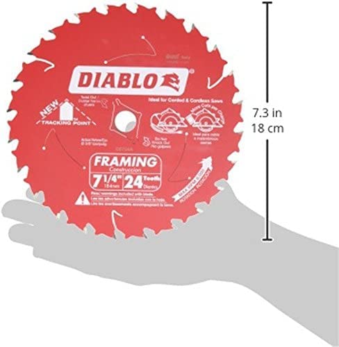 Freud D0724A Diablo 7-1/4-Inch 24 Tooth Atb Framing Saw Blade With 5/8-Inch & Diamond Knockout Arbor (2 Pack) #TOP3