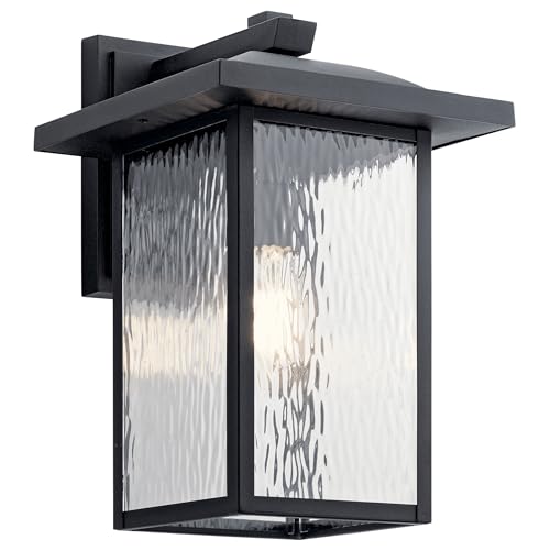 Kichler Capanna 16' Outdoor Wall Light in Black, 1-Light Exterior Wall Sconce Patio and Porch Light...