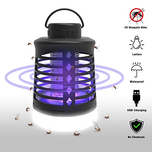 Lukasa Zanzariera Elettrica da Esterno, Lampada Antizanzare Ricaricabile USB Lampada Zanzare Campeggio 2-in-1 Luce Zanzare a LED con 3 modalità Illuminazione Impermeabile Trappola per Zanzare