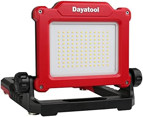 4000Lumens Work Flood Light Cordless Rechargeable Portable Led Work Lights for Automotive, Compatible for Milwaukee 18v m18, Dewalt 20v Lithium Tool Battery and Makita Battery,Red