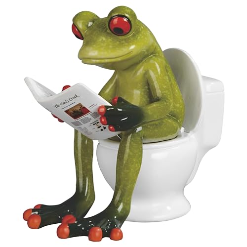 Estatua Decorativa de Rana Leyendo en Inodoro 10 cm miniatura 1