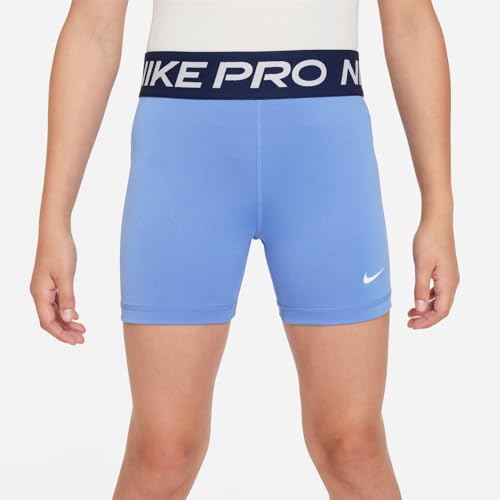 Image of Nike Girls' Pro Shorts (Little Big Kid), Polar /Midnight Navy /White