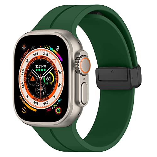 Image of Magnetic for Apple Watch Ultra Band 49mm 45mm 44mm 41mm 40mm iWatch Bands 38mm 42mm Men /Women,Sport Silicone Wristband Strap for Apple Watch Band Series 9 8 /7 /6 /5 /4 /3 /SE 2nd generation /Ultra 2