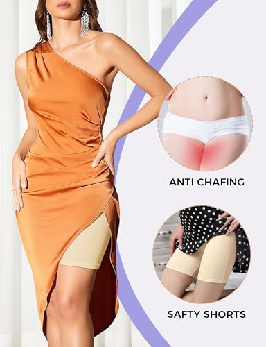 Image of ZENUTA Slip Shorts for Women Under Dresses, Seamless Anti Chafing Shorts Summer, Biker Shorts for Women (2pcs Nude,XXL)